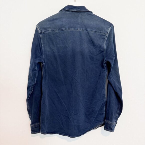 Jack & Jones Long Sleeve Snap Chambray Blue Shirt Mens Size Small - Picture 10 of 11